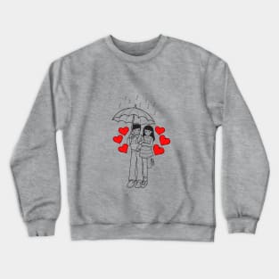 cute lovers -  a couple walking under rain Crewneck Sweatshirt